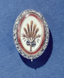 Pendant of Rose Diamonds, Enamelled Pearls and Hair